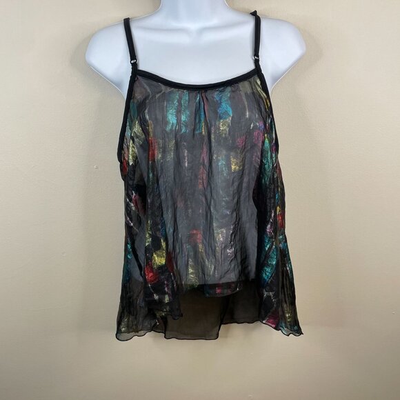 Y2K Whimsigoth Fairy Tank Top Medium Sheer Iridescent Rave Cami Going Out - Picture 10 of 13